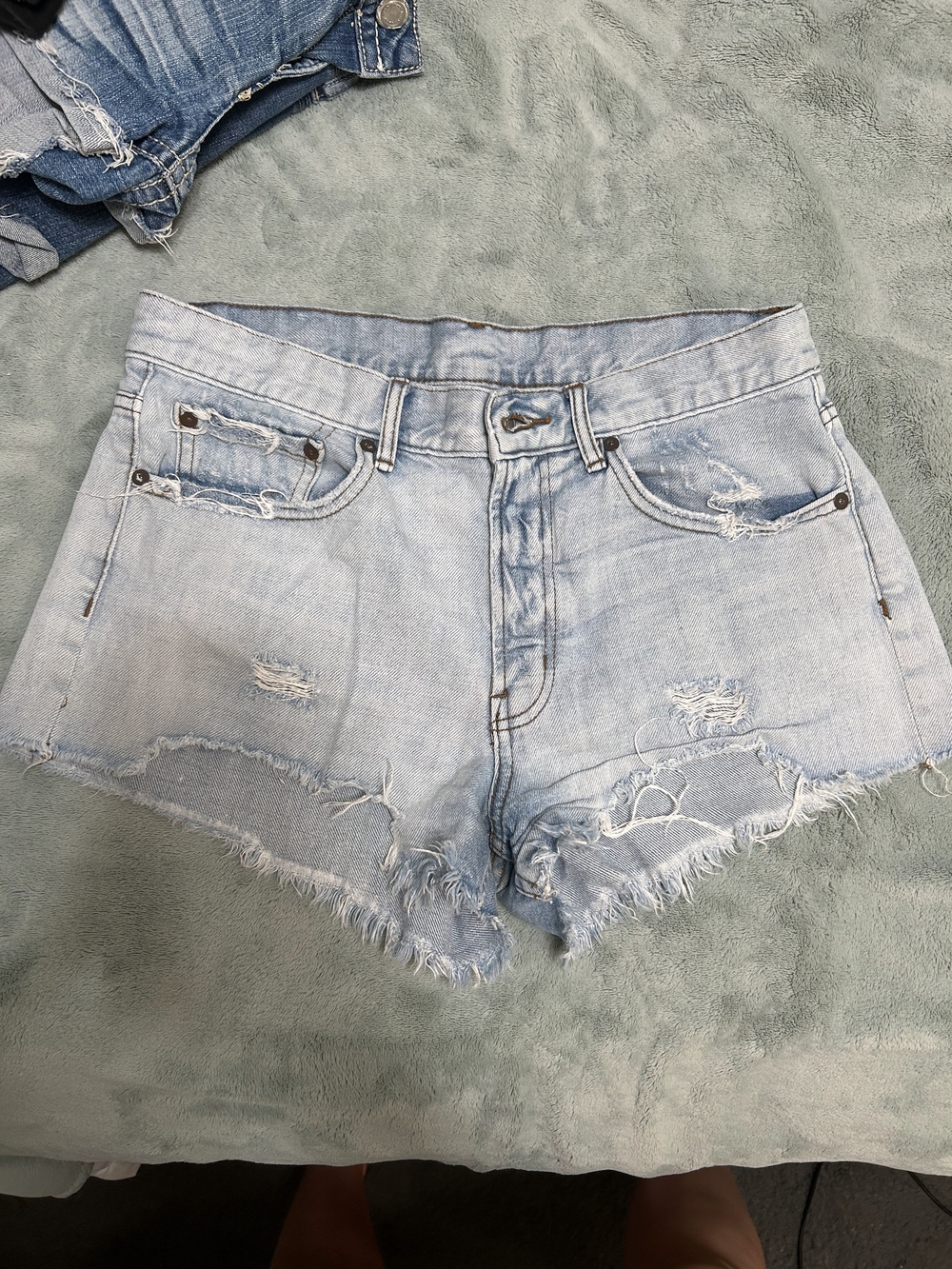 BDG Light Wash Distressed Denim Shorts